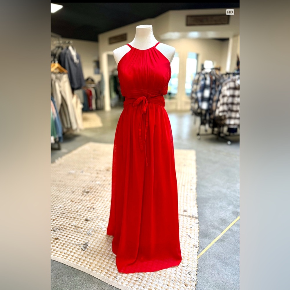 Elegant Scarlet Halter Dress